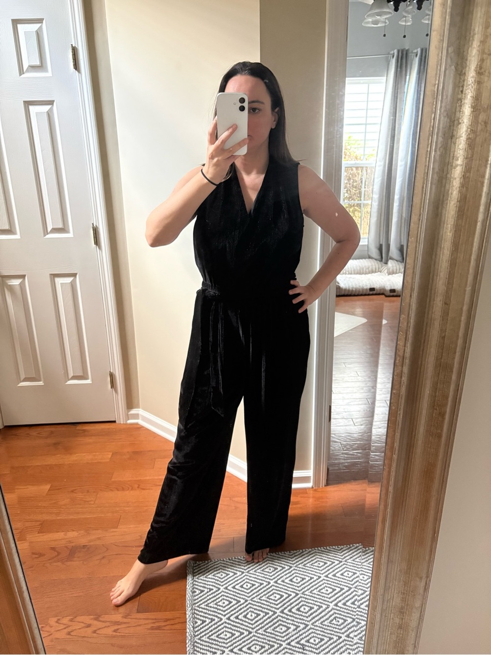 MICHAEL Michael Kors Black Sleeveless Wrap Jumpsuit with Tie Waist